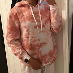 Pink and White Tie Dye Hoodie